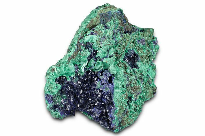 Sparkling Azurite Crystals with Fibrous Malachite - China #350804